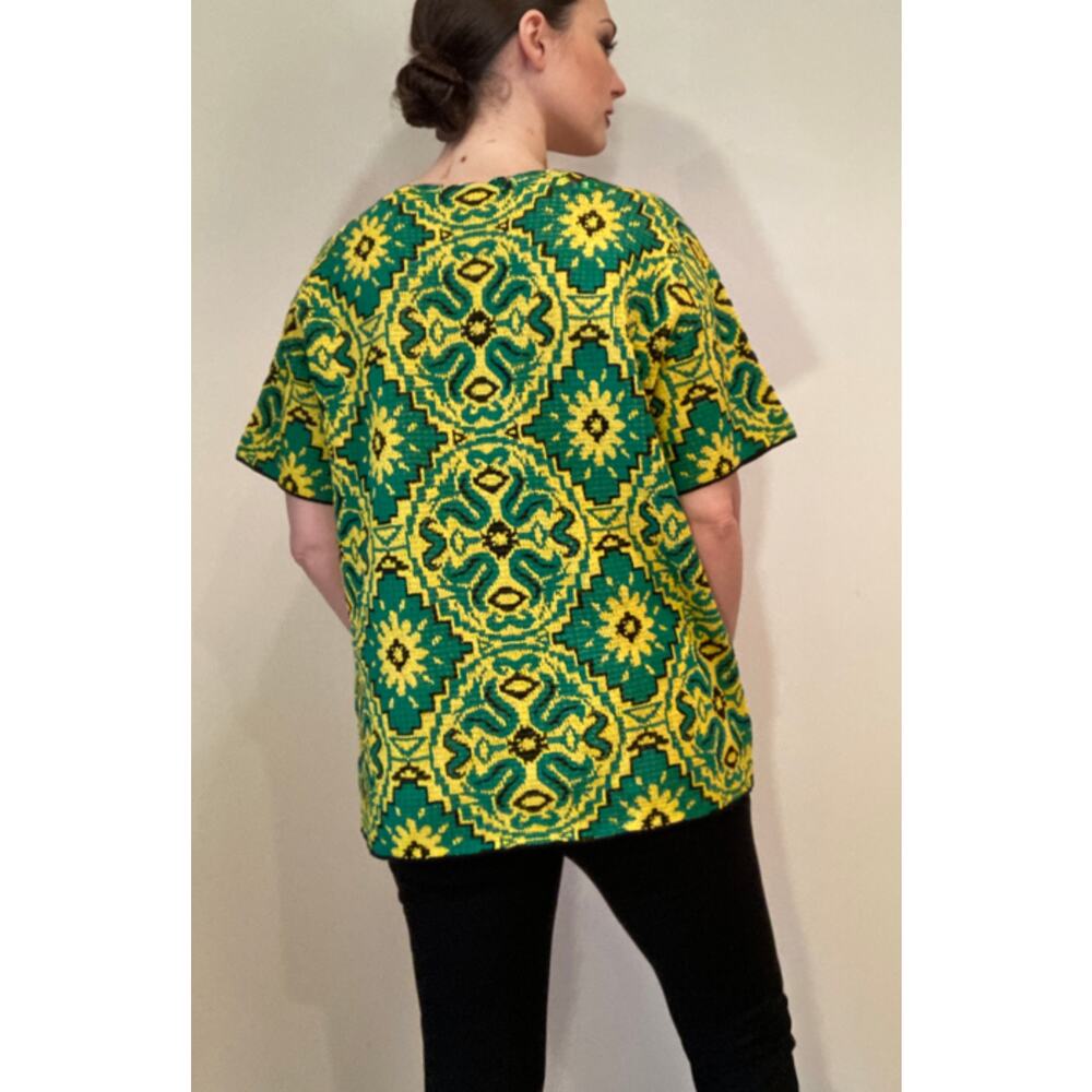 Dries Van Noten Green Knit Sweater Tunic Graphic Print ~Size M ~ Gorgeous! - Picture 5 of 13